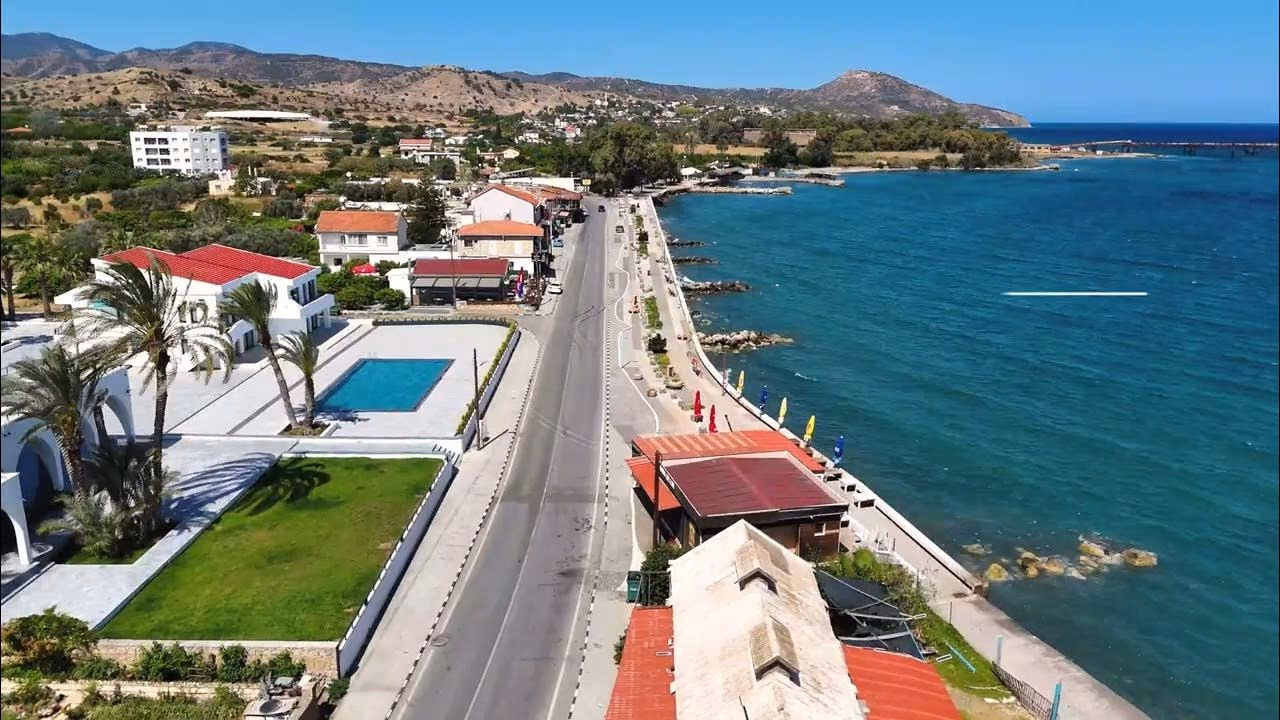 Gemikonağı sahil yolu ve kıyı şeridi, havadan